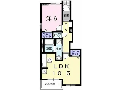 リシェスコリーヌA棟(1LDK/1階)の間取り写真