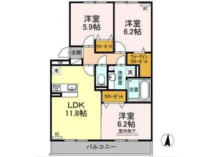 AXIAL B(3LDK/1階)の間取り写真