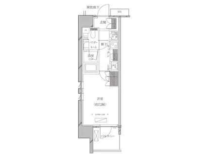 Aスタンダード芝浦(1K/3階)の間取り写真