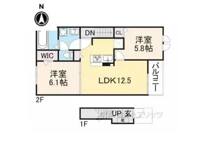 ソラーナⅡ(2LDK/2階)の間取り写真