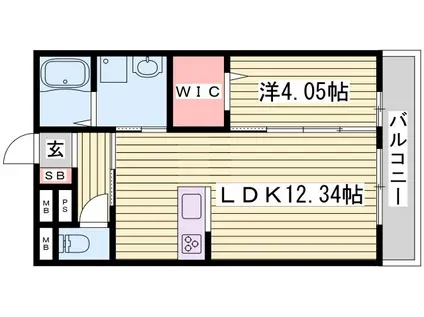 ウエスト ポート(1LDK/1階)の間取り写真
