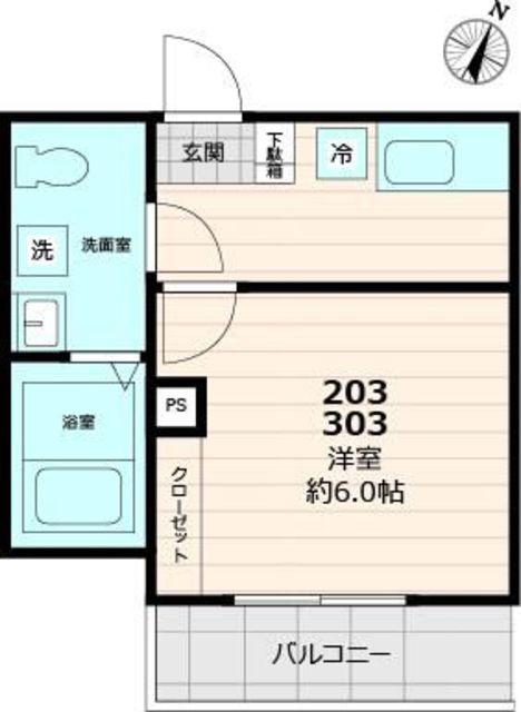 AXIS HANNO(1K/3階)の間取り写真