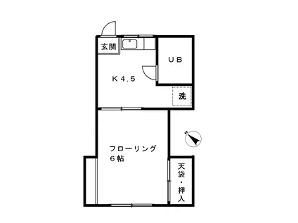ハウスクボデラ(1DK/2階)の間取り写真