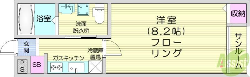 BRIX仙台長町(1K/3階)の間取り写真