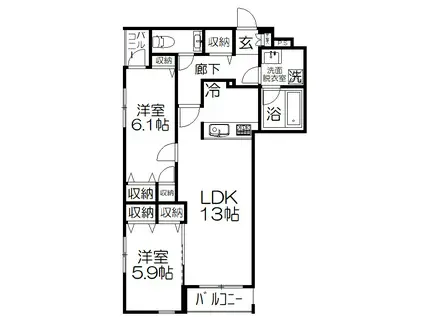 コンシデレート常盤台(2LDK/2階)の間取り写真