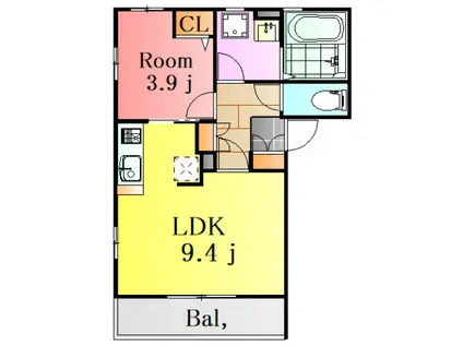 パーシモン霞(1LDK/2階)の間取り写真