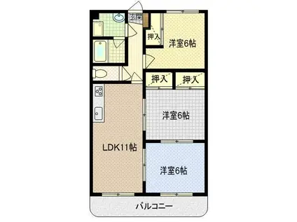 プレミールKI(3LDK/3階)の間取り写真