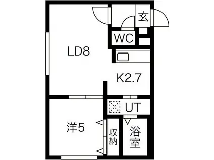 CLAIR BLANC(1LDK/2階)の間取り写真