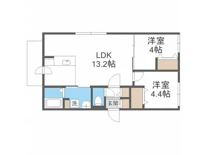 カーサブラン(2LDK/4階)の間取り写真