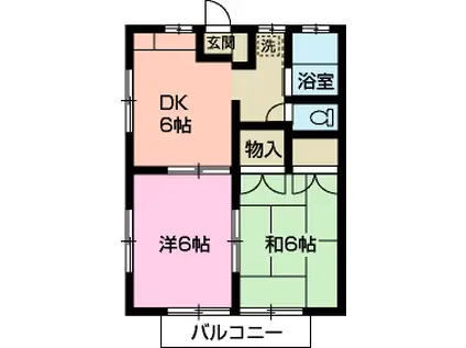 メイプルリーフ(2DK/2階)の間取り写真
