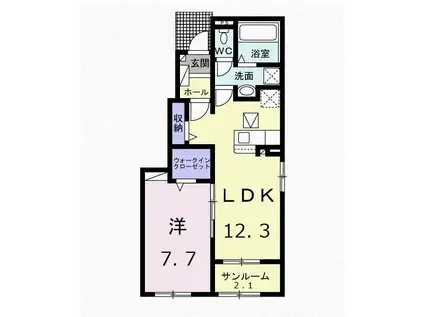 アトリオ(1LDK/1階)の間取り写真