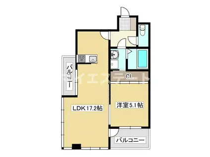 アレンタワー新八代(1LDK/10階)の間取り写真