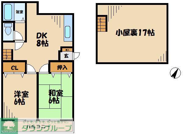 メジロハウス(2DK/2階)の間取り写真