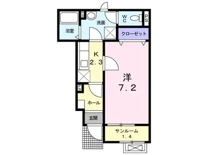 ショコラ ヒルズ(1K/1階)の間取り写真