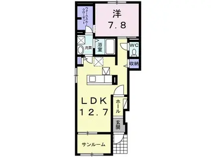 カーサ・カメリア松山インターI(1LDK/1階)の間取り写真