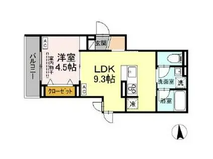 D-ROOM寺町(1LDK/3階)の間取り写真