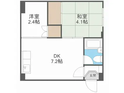 OTレジデンス(2DK/1階)の間取り写真