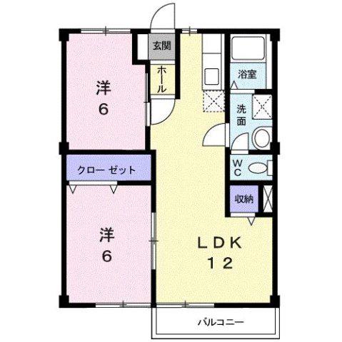 ニューシティカズミ(2LDK/2階)の間取り写真
