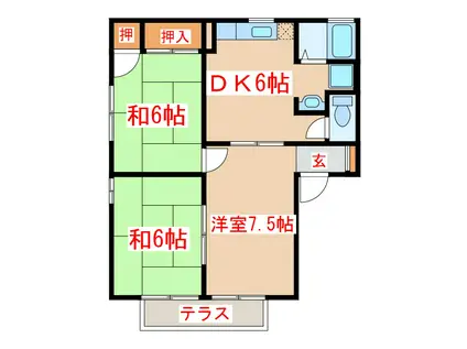 セジュールパストラル D棟(3DK/1階)の間取り写真