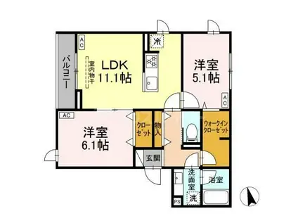 グラナーデ江戸川B(2LDK/2階)の間取り写真