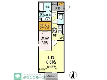 グレンディール(1LDK/1階)の間取り写真