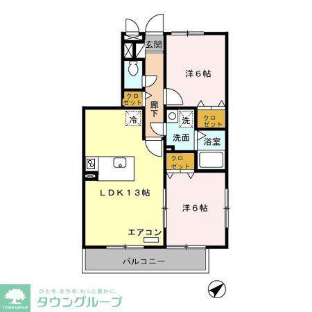 フォリオ春日部(2LDK/2階)の間取り写真