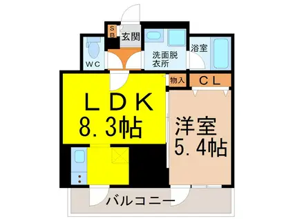 プレミアムコート葵(1LDK/14階)の間取り写真