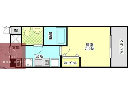 アメリ南桜塚(1K/3階)の間取り写真