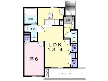 カトルセゾンS(1LDK/1階)の間取り写真