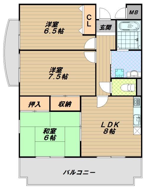H・Tハイライズ(3LDK/3階)の間取り写真