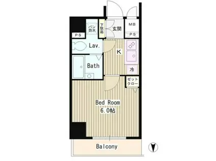 エスコート麻布十番II(1K/4階)の間取り写真