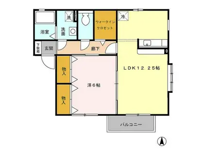 サンモア(1LDK/2階)の間取り写真