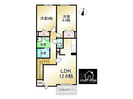 サンモリッツ A(2LDK/2階)の間取り写真