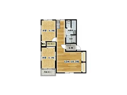 グランエスポワール VII(2LDK/1階)の間取り写真