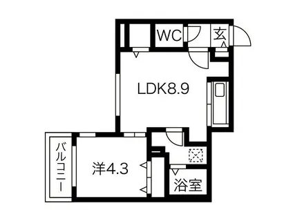 ファランドール札幌(1LDK/4階)の間取り写真