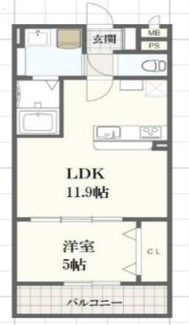 グレイスリンデンバン(1LDK/1階)の間取り写真