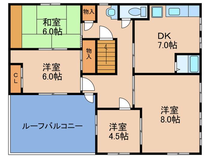 梅香3丁目マンション(4DK/3階)の間取り写真