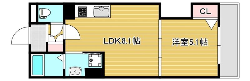 セレニティ豊川(1LDK/2階)の間取り写真