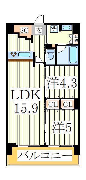 ART RESIDENCE IN OOTAKA-NO-MORI A棟(2LDK/4階)の間取り写真