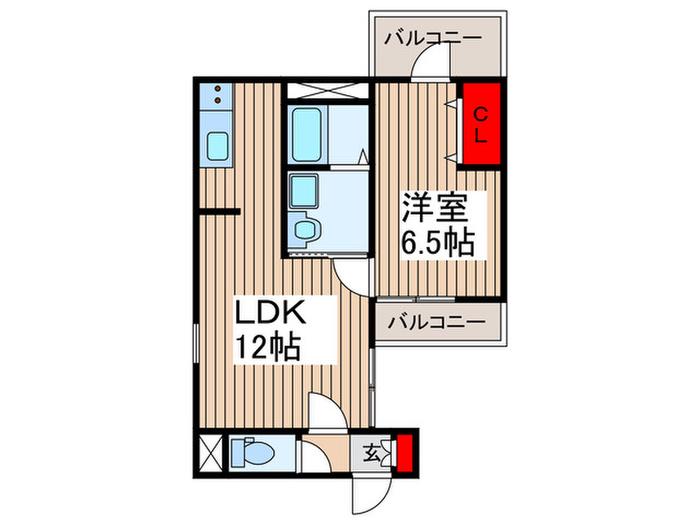 リーブルファイン足立区西新井(1LDK/3階)の間取り写真