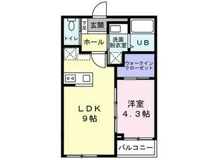 BAAN大河原(1LDK/2階)の間取り写真