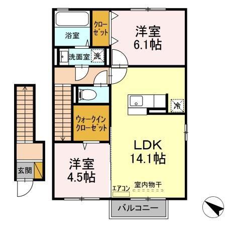 KESHIKI(2LDK/2階)の間取り写真