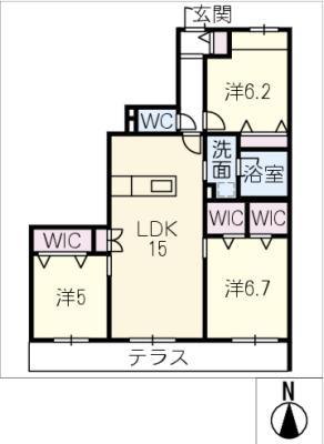 グリーンタウン赤坂(3LDK/1階)の間取り写真
