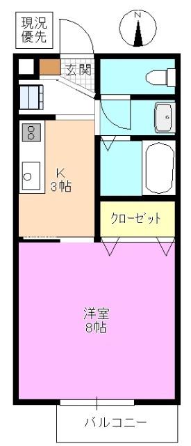 SURPLUS貴(1K/1階)の間取り写真