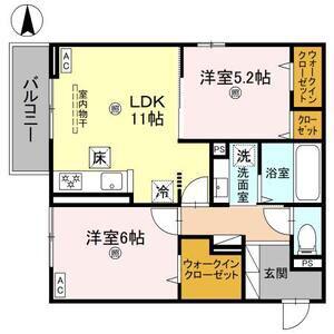 WISTERIA 三信(2LDK/1階)の間取り写真