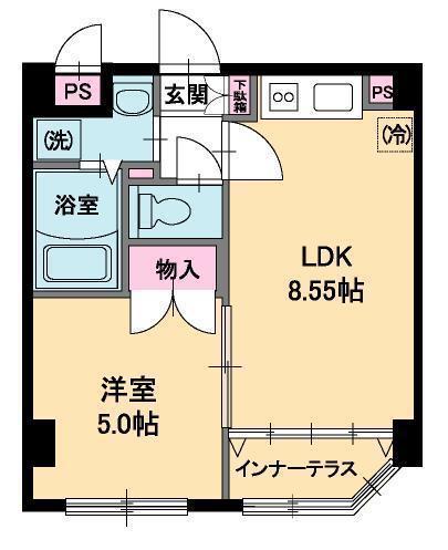 ビラージュ花屋町(1LDK/3階)の間取り写真
