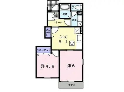 アクティーボシンデンB(2DK/1階)の間取り写真