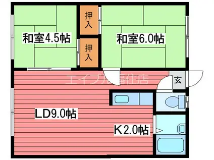 ヴォラハイツ(2LDK/2階)の間取り写真