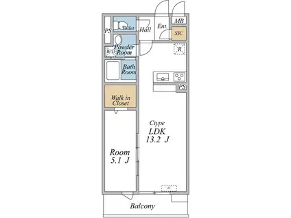リブリ・フォレストリア(1LDK/2階)の間取り写真