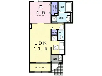 ユーミーエイト(1LDK/1階)の間取り写真